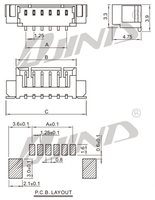 JINDA 1.25T-1-LT 1.25mm Pitch JST Male Replacement Connector Wire SMT Mounting LED PCB ODM/OEM Custom 2P-16P
