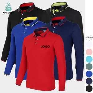 High Quality Wholesale Long Sleeve Men's Custom Logo Plus Size T-shirts Polo Knitted Sweat Shirt With Reply Very Quickly