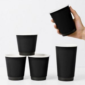 12oz Custom <b>Double</b> <b>Wall</b> Insulated Biodegradable Disposable Kraft Paper <b>Cup</b> Eco-Friendly <b>Coffee</b> <b>Cups</b> to Go with Sip Lid Cover - Product Image 2