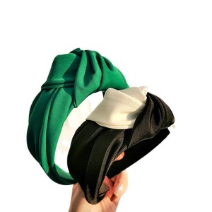 Venta al por mayor Lingshang Simple moda europea <span class=keywords><strong>americana</strong></span> satén mujeres lado ancho nudo medio diadema 5cm Uso de fiesta - Product Image 5