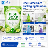 Sac de savon vaisselle personnalisé en gros en boîte de 3L avec valve de distribution, emballage de recharge anti-fuite pour la marque de nettoyage de cuisine