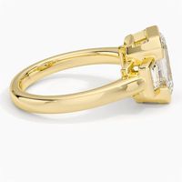 Cincin Wanita Perak Sterling S925 Berlapis Berlian Moissanite 2/5 Karat dengan Desain Geometris Tangga Persegi dan Setting Prong