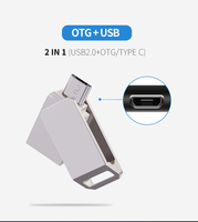 Flash Drive USB OTG kustom baru, dengan kartu memori logam putar 8GB/16GB/32GB/64GB/128GB antarmuka USB 2.0