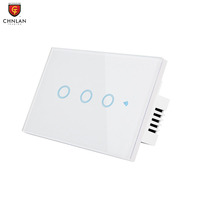 Interrupteur de contrôle de lumière intelligent Tuya 110V 220V 3 gangs sans câble neutre, en verre cristal, compatible avec Alexa et Google Home (commande vocale)