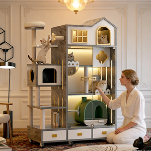 Villa pour chat en bois sur mesure à 5 étages, mobilier pour animaux de compagnie multi-chats, cage pour animaux de compagnie moderne de luxe et nid pour animaux de compagnie de qualité supérieure, <span class=keywords><strong>château</strong></span> pour chat - Product Image 1