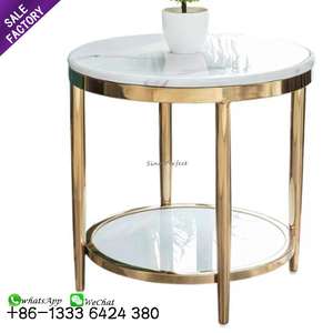 Mesa de Té de Vidrio Templado de Colección Metálica, Mesa de Té Pequeña Creativa, Mesa de Centro de Acero Inoxidable - Product Image 4