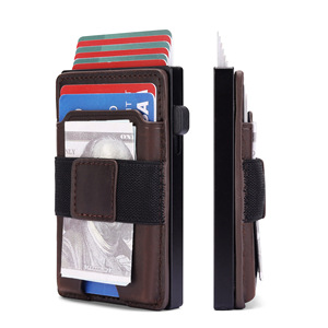 Genuine Leather Card Holder Dark Brown 5 Inch Minimalist Magnetic Money <b>Clip</b> Men's Wallet Everyday Use - Product Image 1