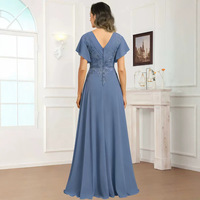 Robe de mariée élégante à col en V, à volants, à manches courtes, en dentelle tissée, simple, style robe de bal, pour la mère de la mariée, à prix bas
