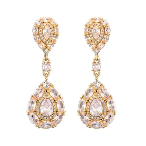RAKOL EP1017 Fine Jewelry New Design Earrings 925 Silver Crystal Dangle Earrings Wedding Bridal Diamond Jewelry Earrings Women