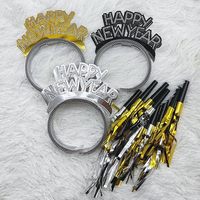 Bonne année diadème bandeau casquettes chapeaux Leis collier de perles éruptions bruit fabricant corne pour le nouvel an célébrer fête fournitures