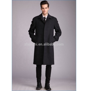 メンズ高級ブラックウールトレンチコート、ダブルブレスト、スリムフィット、プラスサイズ、ロング丈オーバーコート - Product Image 2