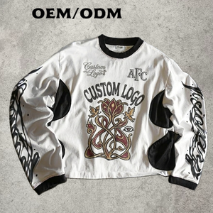 Camiseta Personalizada con Estampado DTG, Estilo Urbano, Corte Cuadrado, Algodón Grueso, Paneles Grunge, Manga Larga para <span class=keywords><strong>Hombre</strong></span> - Product Image 1