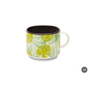 Set di 4 Tazze in Ceramica Jumbo Excelsa 50 Cl, Design Fogliame Multicolore in Porcellana - Product Image 3