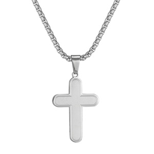 European American <b>Cross</b>-border Fashion Stainless Steel Necklace Men Women Versatile Simple Elegant <b>Cross</b> Pendant Choker Bamboo - Product Image 5