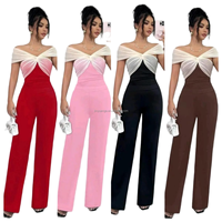 Ensemble pantalon large taille haute en dentelle avec épaulettes, collection été 2026 - Élégant et décontracté, ensemble unique une pièce