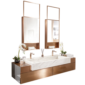 Vanity High End Light Luxury Style Large Size Wall-mounted Bathroom Vanity Cabinet With 2 Mirror Cabinets