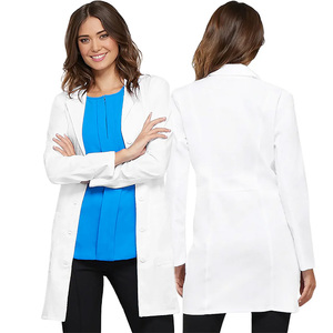 เสื้อโค้ทผ้าฝ้ายทอโพลีเอสเตอร์สีขาวแบบปรับแต่งได้สำหรับผู้หญิงเครื่องแบบโรงพยาบาลผลิตจากผ้าฝ้ายทอสำหรับแพทย์พยาบาลแพทย์แพทย์แพทย์แพทย์ผู้ปฏิบัติงานด้านวิทยาศาสตร์ทางการแพทย์ - Product Image 4
