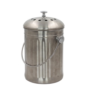 Kitchen Food Waste Bucket Countertop Stainless Steel Compos bin with lid