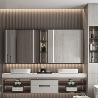 Armoire de toilette en verre personnalisable avec miroir mural, rangement, éclairage LED, anti-buée, interrupteur tactile, design scandinave
