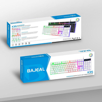 Clavier de jeu BAJEAL K35 104 touches optique mécanique USB 2.0 filaire en métal rétroéclairé LED anti-ghosting pour PC portable