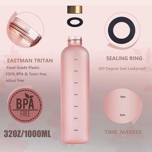 Bottiglia d'Acqua in Plastica da 32oz con Indicatori Orari, Grande Capacità, Bottiglia Motivazionale per Palestra, Allenamento, Viaggio, Senza BPA - Product Image 3