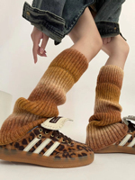 Jambières chaudes rétro épaisses à rayures colorées pour femme, design original, automne-hiver