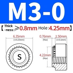 Écrous à sertir de qualité médicale M2.5 M3 M4 en acier au <span class=keywords><strong>carbone</strong></span> passifé, entièrement filetés, auto-serrants pour l'industrie de la santé OEM et les tôles minces - Product Image 2