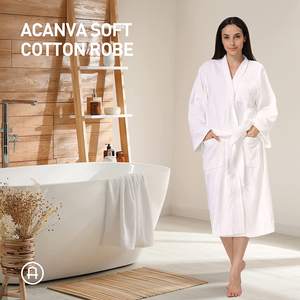 Accappatoio di lusso in spugna di cotone 100% con collo <span class=keywords><strong>kimono</strong></span> <span class=keywords><strong>bianco</strong></span> in velluto da <span class=keywords><strong>donna</strong></span> - Product Image 5