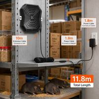Ahuyentador de Roedores por Vibración Sólida, Ahuyentador de Ratas de Frecuencia Variable para Interiores con Cable de Extensión de 10 m para Áticos, Garajes y Almacenes