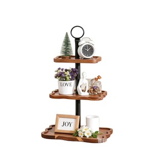 Wooden Multi Tiered Display Rack 3 Layers <b>Desktop</b> Storage <b>Shelf</b> For Dessert Fruit Snack Party Decoration - Product Image 1