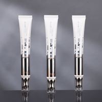 Emballage personnalisé de luxe pour soins des yeux, rouleau vibrant électrique en métal, crème pour les yeux cosmétique 20 ml, tube en plastique PE blanc mat