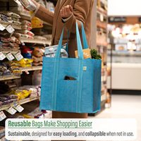 Sac d'épicerie promotionnel réutilisable imprimé avec des dessins animés, laminé écologique en RPET, personnalisable, en PP recyclé tissé, avec revêtement UV et fermeture à cordon