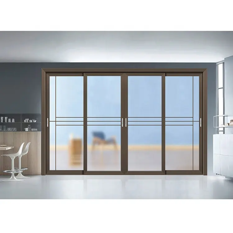 Puerta corrediza de vidrio de aluminio para Balcón de alta calidad moderna Puertas corredizas de vidrio delgadas para patio exterior