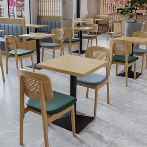 Bàn gỗ nguyên khối hiện đại cao cấp hình vuông với ghế PU dùng cho ăn lẩu, mì ở nhà hàng Nhật Bản & phương Tây, phòng khách - Product Image 4