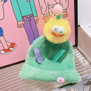 Automne et hiver mignon dessin animé enfants chaud oreille protection froid chapeau boule <span class=keywords><strong>de</strong></span> poils torsion bâton petite boule laine chapeau - Product Image 5