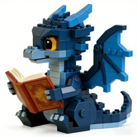 Popular Juego de Bloques de Construcción Educativos con Diseño de Dragón Azul Pequeño, Patrón Animal a la Moda, para Niños de 5 a 7 Años, Creativo