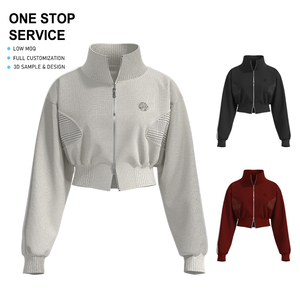 Felpa con Zip Intera Personalizzata per Fitness, Top Corto con Cappuccio per Donna, Giacca Attiva Aderente e Morbida per Allenamento - Product Image 1