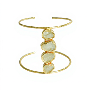 Wholesale Handmade Raw Four Stone Gold Plated Open Cuff <b>Bracelet</b> for Women Bohemian Fashion Jewelry - Product Image 1