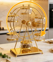 Support à épices créatif en forme de grande roue, ensemble de pots à condiments rotatifs, présentoir à assaisonnements en métal doré pour la décoration de table de buffet d'hôtel
