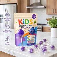 Vitahall Kids Multivitamines en Sucettes Sans Sucre Saveur Myrtille, Vitamine C Oméga 3 B12 pour le Soutien Immunitaire, Cérébral et Énergétique 300g