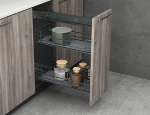 Two-Layer Narrow Hardware Storage Shelf Pull Out Shelves Steel <b>Pantry</b> Side-Mounted Kit 30kg For Base Cabinet <b>Kitchen</b> Cabinet - Product Image 1