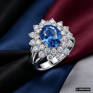 Custom 10K/14K/18K Solid Gold Oval Lab Grown Sapphire Zircon Halo Ring IGI Certified VVS-VS Quality Brilliant Cut Wedding Micro - Product Image 5