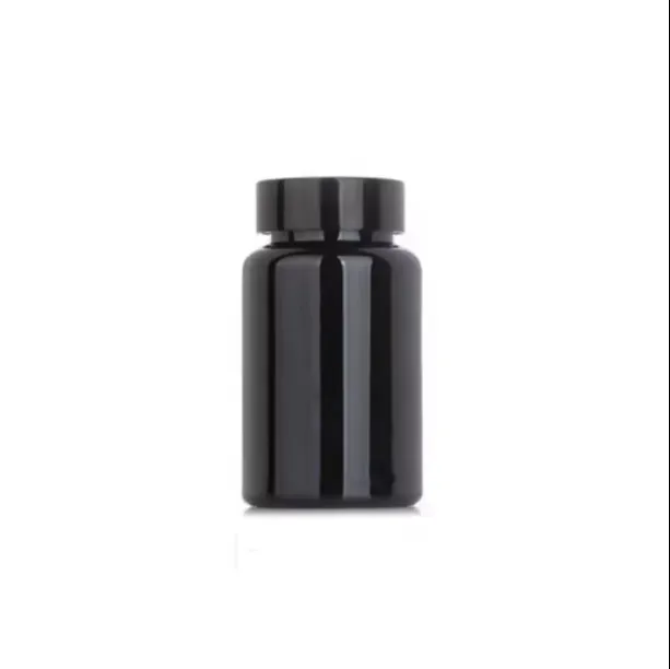 زجاجات بلاستيكية فارغة سوداء ممتازة للرعاية الصحية للحيوانات الأليفة شعار مخصص زجاجة بلاستيكية من فيتامين صديقة للبيئة زجاجة حبوب