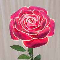 Roze LED verlichte roos bloemenstandaard gigantische papieren kunstbloem bruiloft evenement decoratie commerciële bloemendisplay