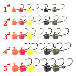 Hameçons à tête plombée six couleurs 1 2 3 4 5 pour la pêche au bar en eau douce, têtes de jig pour leurres souples avec design d'hameçon barbelé - Product Image 1