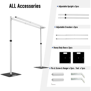 Kit Tubi e Tende 10x10 piedi con Doppia Barra Trasversale, Supporto per Fondale Regolabile Resistente, Decorazioni per Matrimoni - Product Image 2