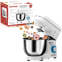 Batidora de Pedestal AKANE, Máquina de Cocina de 1400W, Tazón de Acero Inoxidable de 5.5L, Control de 6 Velocidades, Juego de Ganchos para Amasar y Batidores