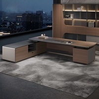 Bureau de direction moderne de haute qualité, mobilier de bureau commercial, table de patron en placage durable, bureau de direction de luxe pour salle de direction