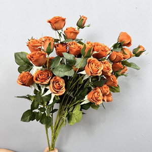 Bouquets de roses artificielles pour la décoration intérieure, plantes artificielles pour l'aménagement paysager, plantes de jardin, ornement de bureau, fleurs artificielles, verdure en plastique - Product Image 1