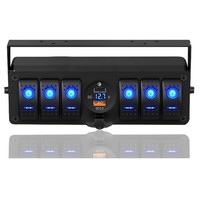 Boîtier de commutation à bascule marin 6 gangs avec rétroéclairage LED bleu, interrupteur marche/arrêt 12V, panneau de commande avec voltmètre numérique USB PD QC3.0 pour bateau et camping-car